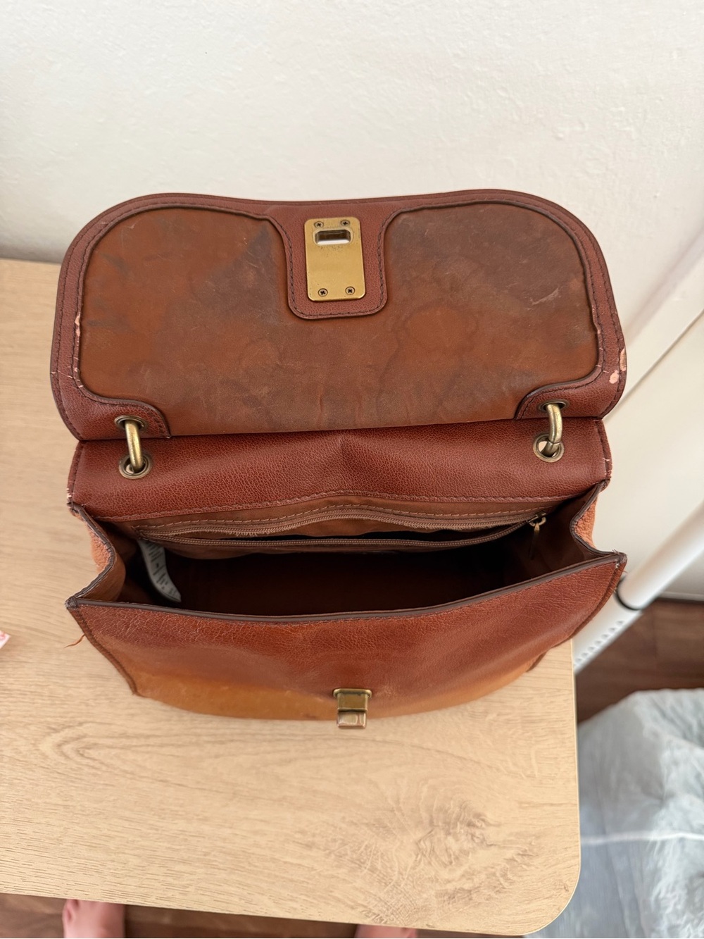 Fossil Brown Leather Mini Top-Handle Bag with Gold Hardware - Picture 3 of 3